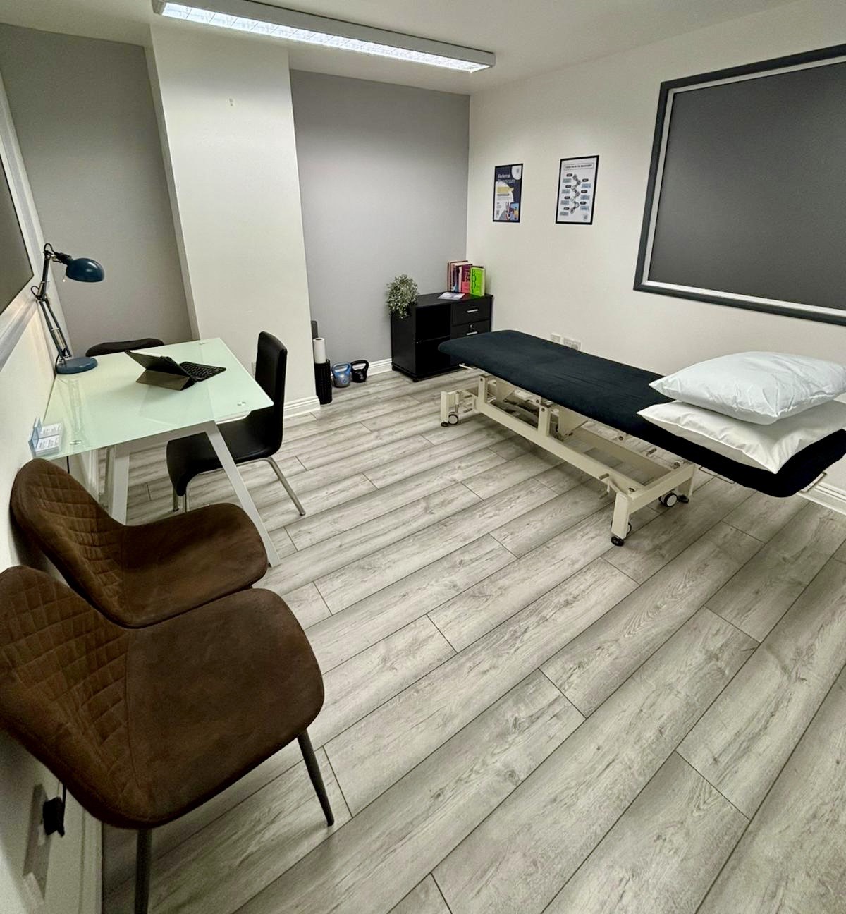 Treatment room at Balanced Motion Clinic in Poole